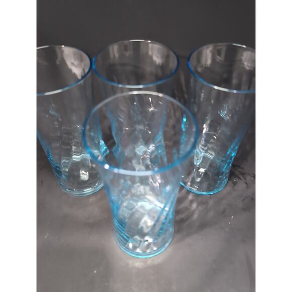 Wheaton Highball Glasses, Ribbed Optic Swirl, Sea Blue Set of 4, Vtg‎ Drinkware - Picture 5 of 9